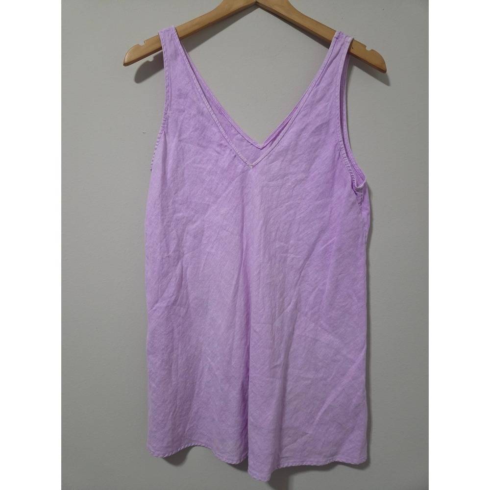 Lilly Pulitzer Womens Orchid Purple 100% Linen V-Neck Sleeveless Tank Top Medium